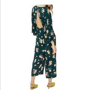 Topshop floral print cut out back jumpsuit size 2
